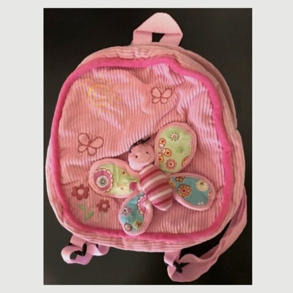 Kellytoy Pink Happy Bee Corduroy Backpack, 10" by 10" with Rounded Top, Ages 3+ - Picture 1 of 5